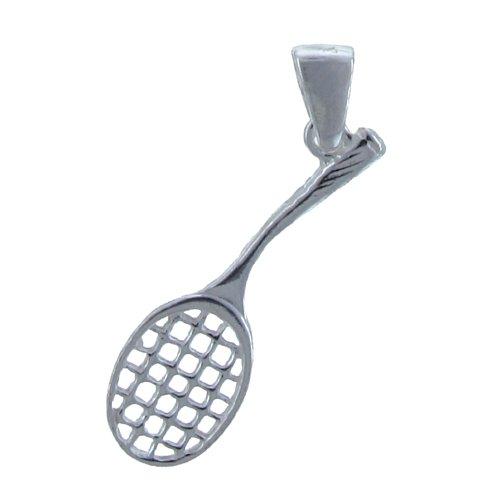 Sterling Silver, 10.1mm Width by 2.0mm Length by 31.1mm Height, Racket Pendant. Quantity Per Pack: 3 Pieces.