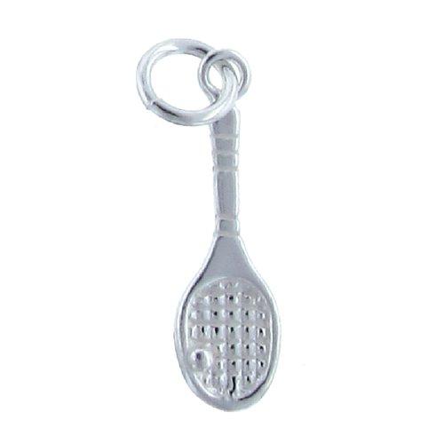 Sterling Silver, 6.0mm Width by 1.7mm Length by 21.0mm Height, Racket Charm. Quantity Per Pack: 5 Pieces.