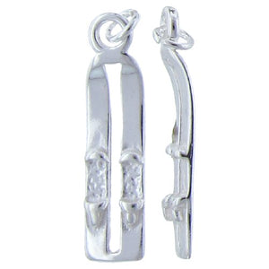 Sterling Silver, 7.2mm Width by 3.4mm Length by 29.7mm Height, Skis Charm. Quantity Per Pack: 2 Pieces.