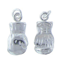 Load image into Gallery viewer, Sterling Silver, 9.1mm Width by 5.9mm Length by 18.6mm Height, Boxing Glove Charm. Quantity Per Pack: 2 Pieces.
