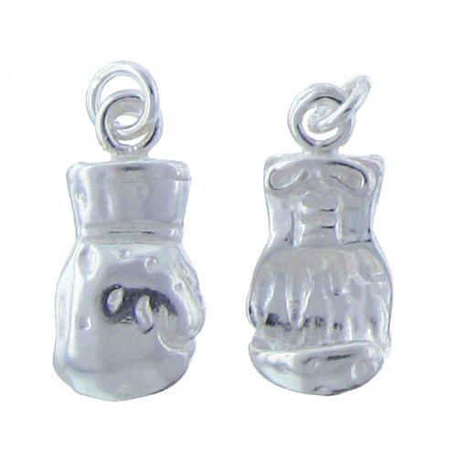 Sterling Silver, 9.1mm Width by 5.9mm Length by 18.6mm Height, Boxing Glove Charm. Quantity Per Pack: 2 Pieces.