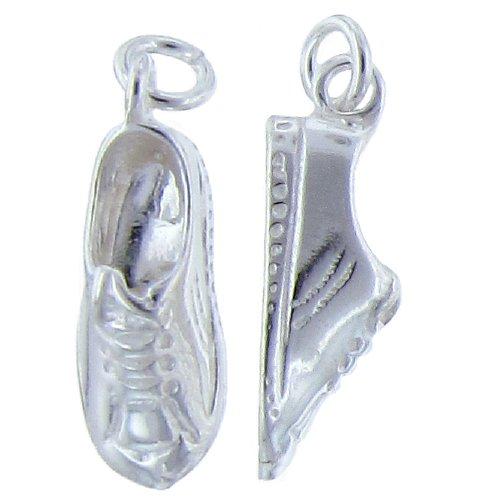 Sterling Silver, 7.3mm Width by 6.7mm Length by 21.5mm Height, Shoe Charm. Quantity Per Pack: 2 Pieces.