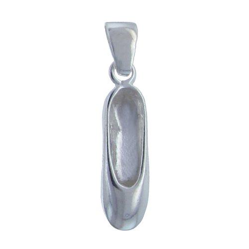 Sterling Silver, 7.3mm Width by 5.7mm Length by 26.3mm Height, Ballet Shoe Pendant. Quantity Per Pack: 1 Piece.