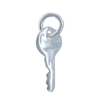 Sterling Silver, 5.8mm Width by 1.0mm Length by 12.8mm Height, Key Charm. Quantity Per Pack: 5 Pieces.