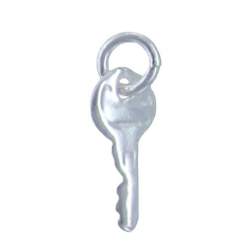 Sterling Silver, 5.8mm Width by 1.0mm Length by 12.8mm Height, Key Charm. Quantity Per Pack: 5 Pieces.