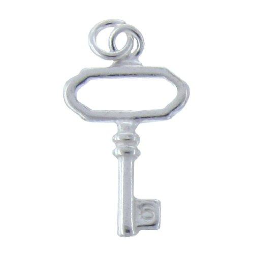 Sterling Silver, 13.1mm Width by 3.5mm Length by 23.2mm Height, Key Charm. Quantity Per Pack: 2 Pieces.