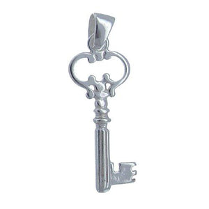 Sterling Silver, 12.8mm Width by 3.3mm Length by 33.0mm Height, Key Charm. Quantity Per Pack: 2 Pieces.