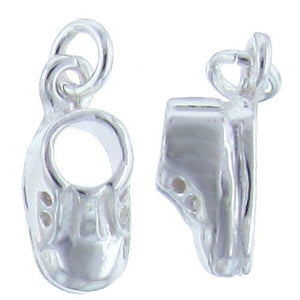 Sterling Silver, 6.4mm Width by 6.3mm Length by 15.5mm Height, Shoe Charm. Quantity Per Pack: 3 Pieces.