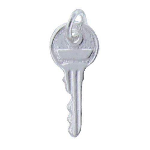 Sterling Silver, 7.8mm Width by 1.1mm Length by 17.5mm Height, Key Charm. Quantity Per Pack: 5 Pieces.