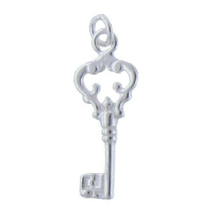 Sterling Silver, 9.8mm Width by 2.4mm Length by 25.8mm Height, Key Charm. Quantity Per Pack: 2 Pieces.