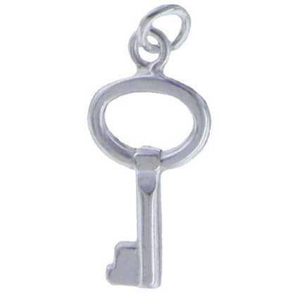 Sterling Silver, 10.6mm Width by 2.5mm Length by 21.8mm Height, Key Charm. Quantity Per Pack: 3 Pieces.