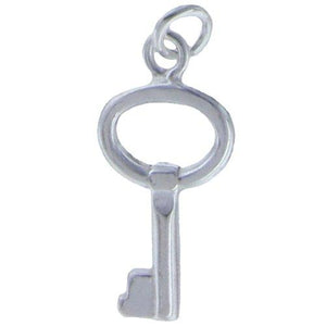 Sterling Silver, 10.6mm Width by 2.5mm Length by 21.8mm Height, Key Charm. Quantity Per Pack: 3 Pieces.