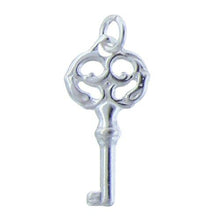 Load image into Gallery viewer, Sterling Silver, 10.6mm Width by 3.2mm Length by 22.0mm Height, Key Charm. Quantity Per Pack: 2 Pieces.
