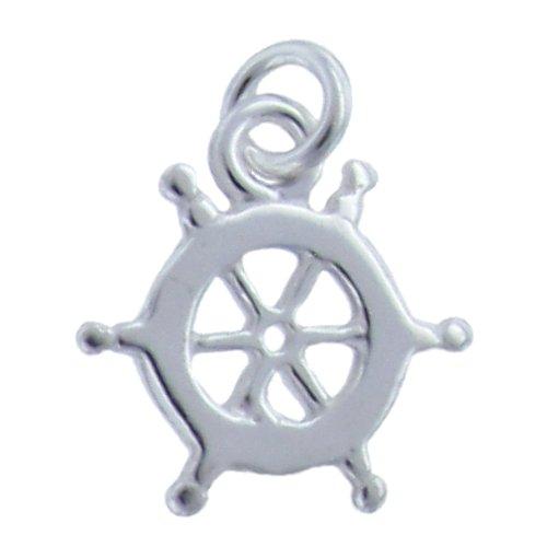 Sterling Silver, 13.5mm Width by 1.3mm Length by 14.6mm Height, Wheel Charm. Quantity Per Pack: 5 Pieces.