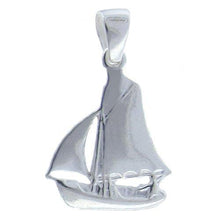 Load image into Gallery viewer, Sterling Silver, 18.7mm Width by 1.4mm Length by 24.3mm Height, Sail Boat Pendant. Quantity Per Pack: 1 Piece.
