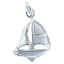 Load image into Gallery viewer, Sterling Silver, 12.9mm Width by 2.8mm Length by 18.3mm Height, Sail Boat Charm. Quantity Per Pack: 4 Pieces.
