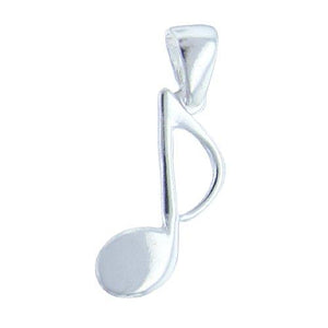 Sterling Silver, 11.2mm Width by 2.3mm Length by 21.2mm Height, Music Note Pendant. Quantity Per Pack: 2 Pieces.