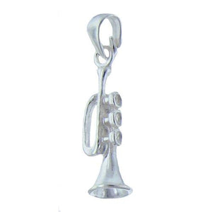 Sterling Silver, 7.6mm Width by 7.4mm Length by 26.1mm Height, Trumpet Pendant.