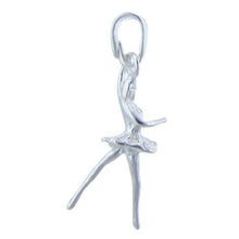 Load image into Gallery viewer, Sterling Silver, 7.4mm Width by 8.6mm Length by 26.5mm Height, Ballet Dancer Pendant. Quantity Per Pack: 2 Pieces.
