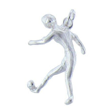 Load image into Gallery viewer, Sterling Silver, 7.9mm Width by 14.3mm Length by 24.4mm Height, Soccer Player Charm. Quantity Per Pack: 2 Pieces.
