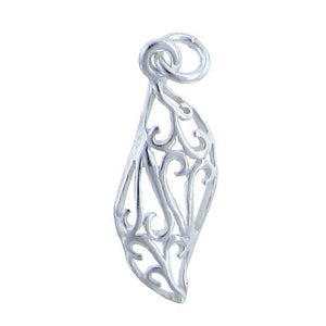 Sterling Silver, 8.6mm Width by 1.7mm Length by 22.9mm Height, Filigree Charm. Quantity Per Pack: 6 Pieces.