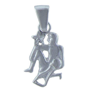 Sterling Silver, 12.0mm Width by 1.8mm Length by 19.7mm Height, Zodiac Pendant - Aquarius. Quantity Per Pack: 2 Pieces.