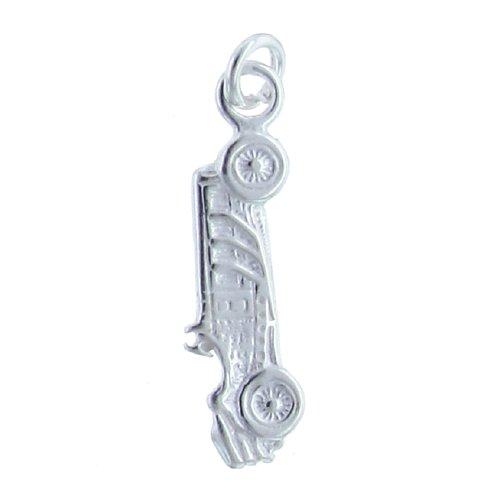 Sterling Silver, 7.3mm Width by 1.3mm Length by 25.7mm Height, Race Car Charm. Quantity Per Pack: 6 Pieces.