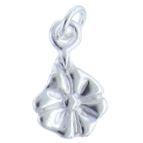 Sterling Silver, 9.5mm Width by 2.1mm Length by 15.9mm Height, Flower Charm. Quantity Per Pack: 4 Pieces.