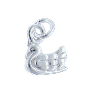 Sterling Silver, 9.1mm Width by 2.7mm Length by 10.9mm Height, Swan Charm. Quantity Per Pack: 4 Pieces.