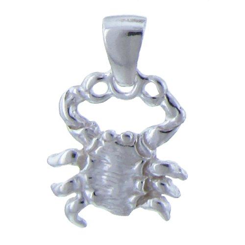 Sterling Silver, 15.2mm Width by 2.2mm Length by 17.8mm Height, Crab Pendant. Quantity Per Pack: 2 Pieces.