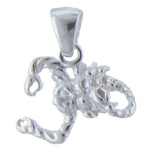 Load image into Gallery viewer, Sterling Silver, 19.0mm Width by 3.6mm Length by 15.4mm Height, Scorpion Pendant. Quantity Per Pack: 2 Pieces.
