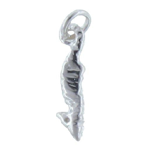 Sterling Silver, 4.0mm Width by 2.6mm Length by 16.8mm Height, Seahorse Charm. Quantity Per Pack: 4 Pieces.