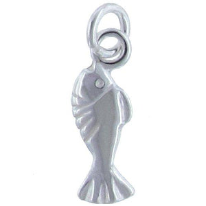 Sterling Silver, 5.5mm Width by 1.6mm Length by 16.0mm Height, Fish Charm. Quantity Per Pack: 5 Pieces.