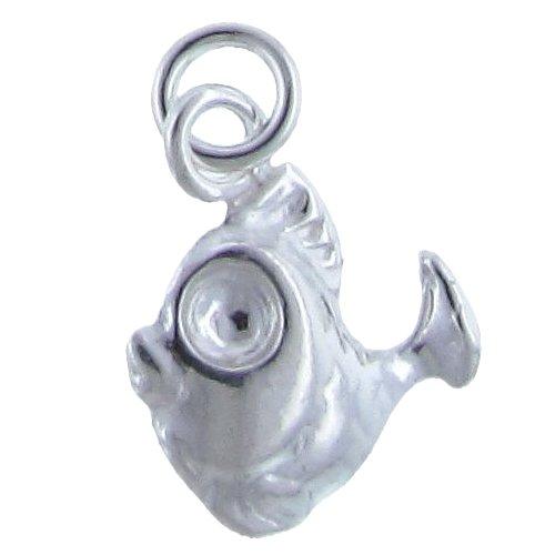 Sterling Silver, 12.1mm Width by 3.5mm Length by 15.1mm Height, Fish Charm. Quantity Per Pack: 3 Pieces.