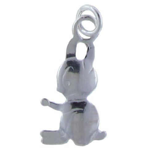 Sterling Silver, 10.2mm Width by 1.8mm Length by 20.3mm Height, Rabbit Pendant. Quantity Per Pack: 4 Pieces.