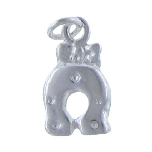 Sterling Silver, 9.2mm Width by 2.5mm Length by 16.0mm Height, Horseshoe With Bow Charm. Quantity Per Pack: 2 Pieces.