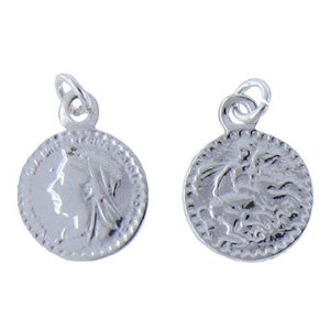 Sterling Silver, 14.3mm Width by 1.3mm Length by 18.3mm Height, Coin Charm. Quantity Per Pack: 3 Pieces.