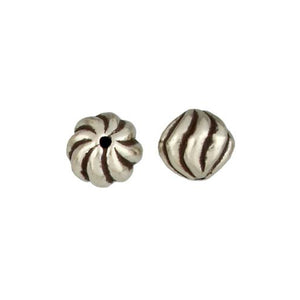 Fine Silver, Hill Tribe Bead, 10.5mm Width by 10.6mm Length by 9.3mm Height, Corrugated Roundel Bead. Quantity per pack: 6 Pieces.