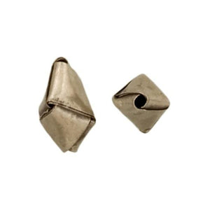 Fine Silver, Hill Tribe Bead, 9.2mm Width by 9.7mm Length by 16.2mm Height, Diamond Origami Bead. Quantity per pack: 7 Pieces.