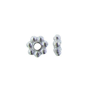 Sterling Silver, 4.2mm Width by 4.2mm Length by 1.6mm Thickness, Daisy Bead. Quantity per pack: 106 Pieces.