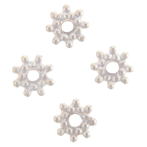 Sterling Silver, 7.5mm Width by 1.58mm Thickness, Daisy Bali Bead Quantity per pack: 134 Pieces.