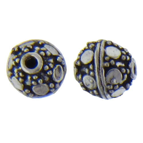 German Silver Oxidized, 8.3mm Width by 8.2mm Length by 8.5mm Height, Textured Flat Round Bali Bead. Quantity per pack: 24 Pieces.