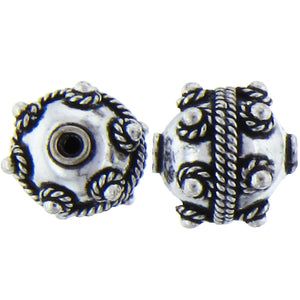 German Silver Oxidized, 15.0mm Width by 15.0mm Length by 13.5mm Height, Fancy Round Bali Bead. Quantity per pack: 16 Pieces.