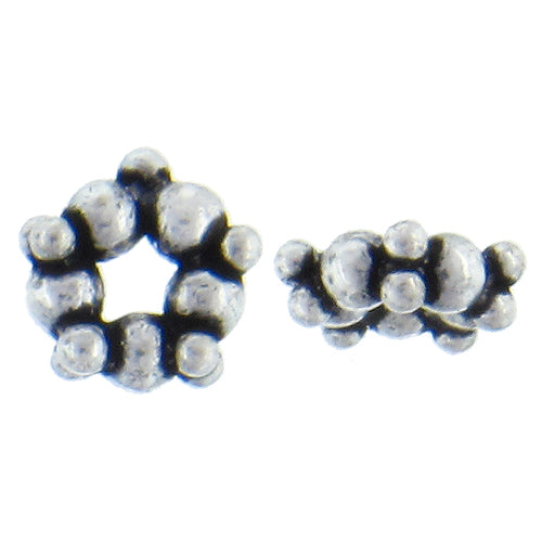 German Silver Oxidized, 8.0mm Width by 3.1mm Length by 8.2mm Height, Fancy Bali Bead. Quantity per pack: 71 Pieces.