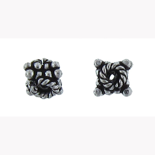 German Silver Oxidized, 5.2mm Width by 5.3mm Length by 4.4mm Height, Square Bali Bead. Quantity per pack: 47 Pieces.