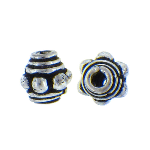 German Silver Oxidized, 6.6mm Width by 6.5mm Length by 7.5mm Height, Fancy Bali Bead. Quantity per pack: 28 Pieces.