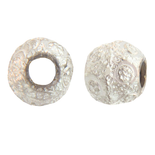 Copper Silver Plated, 5.7mm Width by 6.1mm Length / Height, Textured, Stardust Round Bali Bead. Quantity Per Pack: 38 Pieces.