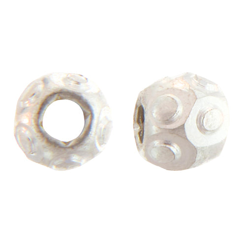 Copper Silver Plated, 5.4mm Width by 5.9mm Length / Height, Round Textured Bali Bead. Quantity Per Pack: 36 Pieces.