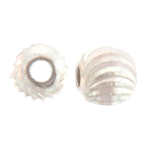 Copper Silver Plated, 5.2mm Width by 5.2mm Length by 4.2mm Height, Corrugated Oval Bali Bead. Quantity per pack: 51 Pieces.