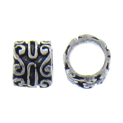 German Silver, 8.0mm Width by 8.0mm Length by 6.7mm Height, Textured Tube Bali Bead. Quantity per pack: 25 Pieces.